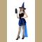 Sexy Gothic Black Witch Mini High-low Dress Adult Halloween Cosplay Costume with Hat