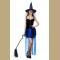 Sexy Gothic Black Witch Mini High-low Dress Adult Halloween Cosplay Costume with Hat