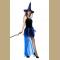 Sexy Gothic Black Witch Mini High-low Dress Adult Halloween Cosplay Costume with Hat