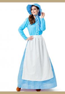 Halloween Vintage Women's Pioneer Maid Peasant Costume Colonial Dress