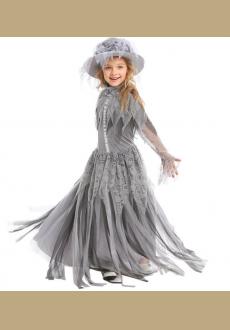 Halloween Ghost Bride Dress Girl Kids Adult Women Cosplay Costume