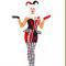 Sexy Supervillain Harley Joker Black and Red Clown Halloween Costume with Stockings