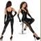 Hot Sexy Faux Leather Latex Zentai Catsuit Wetlook Salopette Front Zipper Elastico Bodysuit Costume 