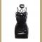 Black midi dress fashion sexy faux leather dress