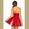 Women PVC Leather Latex Dress Red Shiny Halter Sleeveless Clubwear