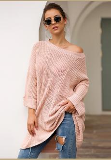 Drop Shoulder Solid Pocket Sweater Dress