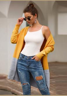 Casual Long Sleeve Contrast Pocket Cardigans