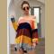 Top Loose Women's Blouse Knitted Patchwork Rainbow Stripe Print Shirts T-Shirt Sweater Womens Tops Shirt Costume Clothin