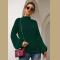 Women Turtleneck Knit Long Loose Lantern Sleeve Solid Color Fashion Warm Sweater Pullover Tops