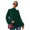 Women Turtleneck Knit Long Loose Lantern Sleeve Solid Color Fashion Warm Sweater Pullover Tops