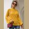 Women Turtleneck Knit Long Loose Lantern Sleeve Solid Color Fashion Warm Sweater Pullover Tops