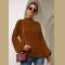 Women Turtleneck Knit Long Loose Lantern Sleeve Solid Color Fashion Warm Sweater Pullover Tops