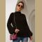 Women Turtleneck Knit Long Loose Lantern Sleeve Solid Color Fashion Warm Sweater Pullover Tops