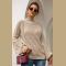 Women Turtleneck Knit Long Loose Lantern Sleeve Solid Color Fashion Warm Sweater Pullover Tops