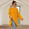 Yellow Knit One Shoulder Long Sleeve Casual Sweater