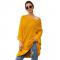 Yellow Knit One Shoulder Long Sleeve Casual Sweater