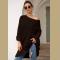 Black Knit One Shoulder Long Sleeve Casual Sweater