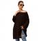 Black Knit One Shoulder Long Sleeve Casual Sweater