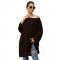 Black Knit One Shoulder Long Sleeve Casual Sweater