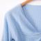 Light-blue Twisted V Neck Long Sleeve Sexy Cropped Sweater Top