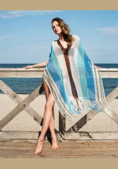 Bohemian V Neck Side Split Fringed Losse Summer Beach Dress Crochet Tunic Women Beachwear Sexy See Through Mesh Dre