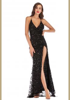 Sexy Black Gold Sequin Summer Dress