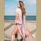 Bohemian V Neck Side Split Fringed Losse Summer Beach Dress Crochet Tunic Women Beachwear Sexy See Through Mesh Dre