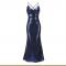 Navy Sequin Cross Back Fishtail Maxi Dress