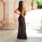 Black Sequin Cross Back Fishtail Maxi Dress