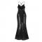 Black Sequin Cross Back Fishtail Maxi Dress