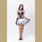 Adorable Black and White Check Bowknot Mini Dress Wonderland Role Play Costume