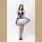 Adorable Black and White Check Bowknot Mini Dress Wonderland Role Play Costume