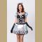 Adorable Black and White Check Bowknot Mini Dress Wonderland Role Play Costume