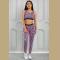 Pink Leopard Print Active Bra Pants Yoga Set