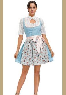 Womens Beer Maid Wench German Oktoberfest Costume Traditonal Bavarian Dirndl Dress Plus Size 