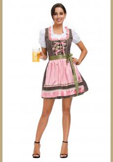 Plus Size Women's German Dirndl Dress Traditional Bavarian Beer Girl Oktoberfest Costumes