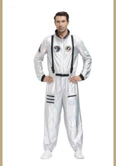 Halloween Silver Pilot Astronaut Alien Spaceman Cosplay Costume Carnival Party Couple One Piece Jumpsuit