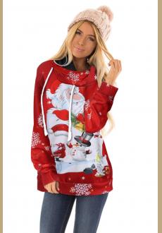 Santa Clause and Snowman Cartoon Hoodie