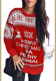 Merry Christmas Ya Filthy Animal Snowflake Reindeer Sweatshirt