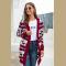 Red Elk Printed Long Sleeves Knitting Mid-length Christmas Cardigan