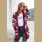 Red Elk Printed Long Sleeves Knitting Mid-length Christmas Cardigan