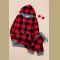 Red Plaid Pocket Drawstring Christmas Hooded Pajamas Set