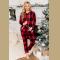 Red Plaid Pocket Drawstring Christmas Hooded Pajamas Set