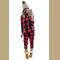 Red Plaid Pocket Drawstring Christmas Hooded Pajamas Set