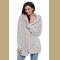 Grey Soft Fleece Hooded Open Front Coat