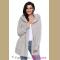 Grey Soft Fleece Hooded Open Front Coat