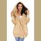 Khaki Soft Fleece Hooded Open Front Coat