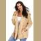 Khaki Soft Fleece Hooded Open Front Coat