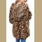 Leopard Soft Fleece Hooded Open Front Coat