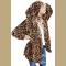 Leopard Soft Fleece Hooded Open Front Coat